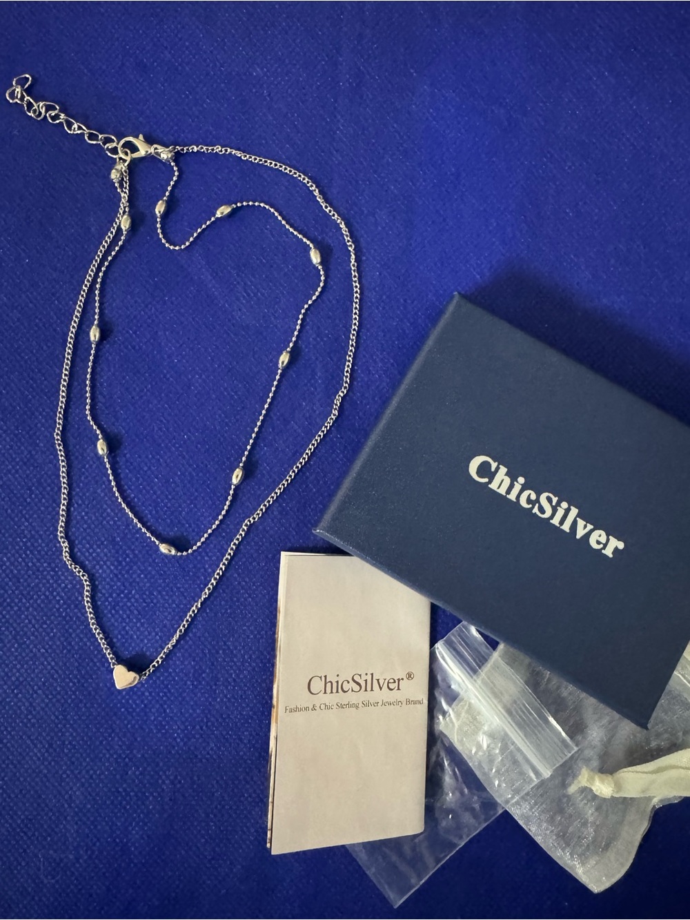 I ❤️ You ChicSilver Double-Layer Heart Necklace - Silver - NWT comes w/gift box
